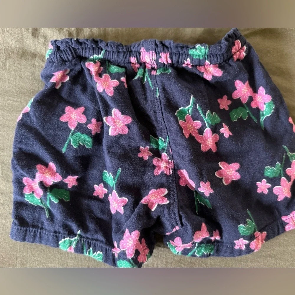 🌸 Old Navy Girls Navy Floral Cotton Shorts – Size 3T